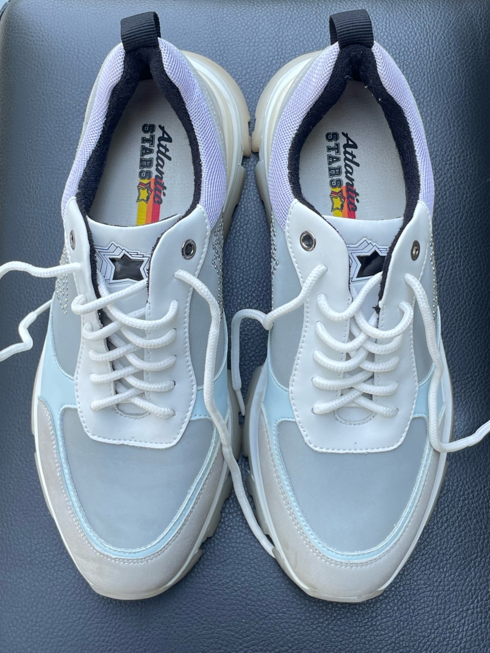 Atlantic Stars Ava Women's Grey & Light Blue Chunky Sneaker size 38 - Picture 3 of 12